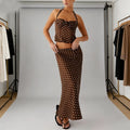 Summer Dress 2-Piece Set Women's Sexy Polka Dot Top Casual Maxi Skirts Sets Casual Party Vacation Y2k Female Dress Set