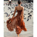 Sexy Patchwork Pleated Women's Long Dress Slim Backless Sleeveless Split Empire Female Dresses 2026 Summer Beach Party Lady Robe