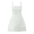 Solid Slimming Spliced Embroidery Dresses for Women Square Neck Sleeveless Patchwork Bows Dress Female Clothes New