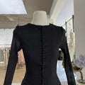 Elegant Design Flower Bud Buckle Long Sleeved Solid Color Slim Fit Short Dress For Women 2024 Spring Summer New Collection