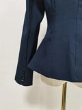 Commuting Slimming Blazer for Women Lapel Long Sleeve Spliced Button Casual Fashion Coat with Shoulders Pad Female