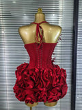 High Quality Women Sexy Halter Full Florals 2 Pieces Bodycon Bandage Set Birthday Party Photoshoot Celebrate Cocktail Outfit