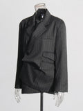 Temperament Two Piece Sets For Women Notched Collar Long Sleeve Spliced Button Blazer Straight Skirts Female New