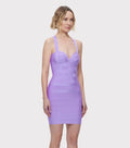 Women Summer Party Purple Bandage Dress Mini Halter Sexy Girl Evening Dress Elegant One Piece Vestidos Fee Shipping