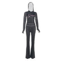 Polka Dot Letter Print 2 Piece Set Woman Tracksuit Trend Sexy Hooded Jacket+Pants Skinny Stretch Matching Streetwear