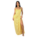Elegant Milk Silk Ruched Twist Dresses Women Spaghetti Strap High Split Long Sleeveless Cocktail Party Wedding Guest Dress
