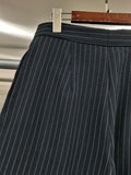 Basics Striped Design Wide Leg Pant for Women High Waist Office Temperament Trousers Female Autumn Fashion Clothes