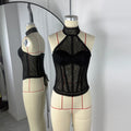 White Lace Camisole Women's Summer Sexy See-through Lace Patchwork Bodycon Tank Top Elegant Backless New Women's Tops