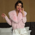 Fur collar Sweaster Cardigan Women's Buttons Long Sleeve Solid Slim Knitted Coat Female Autumn Winter Commuting Cardigan