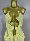 Elegant Luxury Chain Sexy Mesh See Through Halter Low-Neck Backless Sleeveless Long Dress Women Club Party Prom  Holiday Dresses