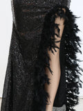 Women Sexy Dresses for Club Night Sequin Bodycon Party Club Night Out Dress Feather Backless Evening Formal Maxi Dress