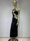 Red Black Color Women Sleeveless Sexy Strap V-Neck Keyholes Bodycon Long Bandage Dress Fashion Celebrate Nightclub Party Dress