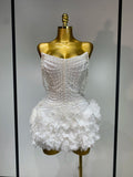 Elegant Sexy Off The Shoulder white Mini Bandage Dress For Women Blackless Evening Party Cocktail Prom Gowns Birthday Dress