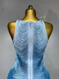 Women Sexy O Neck Sleeveless Gradient Tassel Mini Bodycon Bandage Dress Celebrity Elegant Evening Club Party Cocktail Dress