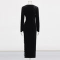 Solid Spliced Sequines Slimming Dresses for Women O Neck Long Sleeve Temperament Dress Female Fashion Style