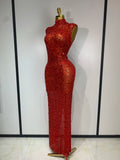 Sparkly Rhinestone Sleeveless Stretch Long Dress Women Sexy Mesh Celebrate Evening Prom Luxury Birthday Dress Evening Party Wear