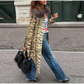Women Vintage Tiger Print Long Coat Large Fluffy Fur Collar Waist Tie Belted Wrap Coat 2026 Winter Fashion Elegant Outerwear