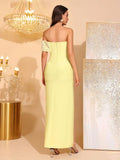 Strapless Pearl bead Bodycon Long Dress Off-shoulder Side Slit Sexy Club Party Evening Maxi Dresses Women's Clothing