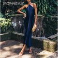 Solid Slimming Sexy Long Dresses for Women Halter Sleeveless High Waist Temperament Dress Female New