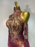 Sparkly Rhinestone Sexy Mesh Bodycon Jumpsuit Nightclub Bar Evening Party Gogo Dancer Clothing Drag Queen Outfit Stage Costume
