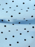 Elegant Sweet Blue Polka Dot Playsuit for Women Puff Sleeve Cutout Design Lace Trim Slimming Playsuits for Vacation