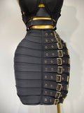 Women Sexy Black Cut Out Bodycon Bandage Skirt Two Piece Set 2025 Celebrity High Streeet Evening Birthday Club Party Outfits