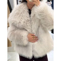 Fashion Women Solid Lapel Faux Fur Coat Long Sleeve Fluffy Loose Short Cardigan Jacket Winter Lady Thicken Warm Outwear