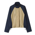 Color Block Zip Up Two Piece Set Women Long Sleeve Stand Collar Cropped Jacket High Waist Shorts 2026 Spring Summer Casual Suit