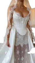 Customized White Strapless Satin Wedding Dresses Sleeveless Court Train Bridal Gowns 2025 Elegant A-Line Wedding Gowns