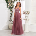 Sleeveless Evening Dresses V-Neck Sequined Embroidery Long Party Gown Clothing Elegant Mesh A-Line Formal Wedding Dress