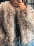 Hit Color Loose Casual Maomao Coat for Women O Neck Long Sleeve Minimalist Coat Female Fashion Style New