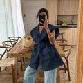 Summer Sleeveless Work Shirt Multi-Pocket Belted Loose Top For Women Lapel Collar Button Fashion Solid Color Cardigan Top