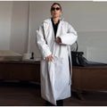 Detachable Triangle Shawl Long Puffer Coat Stand Collar Waist Tie Belt Button Solid Loose Women Coats 2026 Winter Commute Outfit