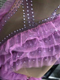 Purple Color Women Sleeveless Sexy Ruffles Mesh See Through Bodycon Long Dress Red Carpet Celebrate Show Girls' Performance Wear
