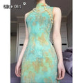 Olive Girl Romantic Qipao for Garden Wedding 2026 Fairycore Photoshoot Everyday Wear S-XXL XS-3XL Plus Size Romantic Garden Party Editorial Not Costume Qipao Cheongsam Chinese Dress Chinese Heritage Fashion Women