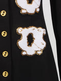 Elegant Spliced White Flower Embroidery Dress for Women O Neck Long Sleeve High Waist Patchwork Button Slim Dresses Female
