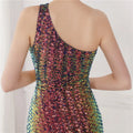 High Quality Women Design Maxi Dress Sexy One Shoulder Sequin Evening Dress Party Night Elegant Long Prom Dress Vestidos