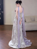 Olive Girl Purple Embroidered Dress for Garden Wedding 2026 Fairycore Photoshoot XS-XL XS-3XL Plus Size Embroidered Dramatic Silhouette Romantic Editorial Not Costume Hanfu Chinese Dress Traditional Chinese Clothing Chinese Heritage Fashion Women