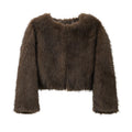 Chic Brand Icon Fashion Kendall Jenner Brown Gradient Faux Fur Jacket Women Winter New Luxury Cropped Fox Fur Coat