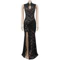 Sexy Women Lace Hollow Out Sleeveless Ruched High Split Maxi Long Dress 2026 Party Trendy Birthday Vacation Party Dresses