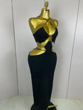Women Sexy Halter Hollow Out Sleeveless Black Red Bodycon Long Bandage Dress Celebate Prom Elegant Luxury Birthday Club Dress