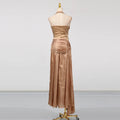 Solid Evening Spliced Folds Dress for Women Halter Sleeveless High Waist Pachwork See Through Backless Maxi Dresses Female