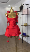 Women Floral Applique Sleeveless Strap Midi A-line Dress Summer Holiday Birthday Sexy Club Party Evening Dresses