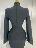 Women Celebrity Evening Party Club Prom Luxury Birthday Dresses Elegant Pearl Beaded Sexy Long Sleeve Bodycon Long Bandage Dres