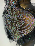 Sparkly Rhinestone Strapless Black Mesh See Through Mini Dress Women Eveing Party Birthday Singer DJ Nightclub Bar Stage Costume