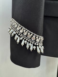 Women's Diamond Beaded Blazer Jacket Pants Set 2026 New Formal Slim Suit Jacket Trouser Two Piece Set Outfit