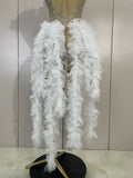 Luxury Sparkly Rhinestones Pearl Fringe Tassel Bodycon Bodysuits Birthday Photo Shoot Outfit DJ Nightclub Performance Stage Wear