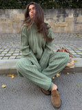 Women Stand Collar Knitted Two Piece Set Belted Long Sleeve Sweater Top Wide Leg Pants 2026 Autumn Winter Casual Knit Outfit