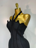 Women Luxury Design Halter Beading Bandage Dress Curve Bodycon Ankle Length Evening Party Birthday Cocktail Prom Dresses
