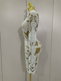 New High-end Elegant Evening Gown AB Rhinestones Pearls Luxury Long Sleeves Mesh Dress Women Cocktail Party Wedding Costume